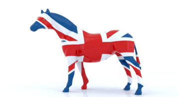 Brexit Drapeau du Royaume-Uni sur un cheval en résine
